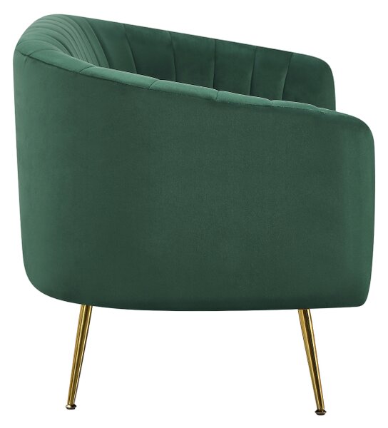KONDELA Designový 2-sed, tmavě zelená Velvet látka/gold chrom-zlatý, BAGY