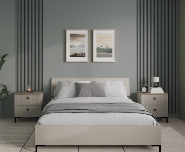 KONDELA Manželská postel, 160x200, šedohnědá Taupe, DOMCA