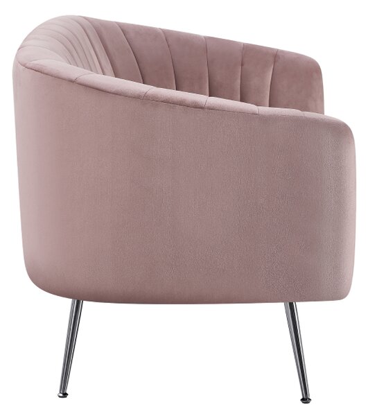 KONDELA Designový 2-sed, růžová Velvet látka/chrom-stříbrný, BAGY