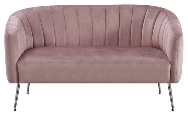 KONDELA Designový 2-sed, růžová Velvet látka/chrom-stříbrný, BAGY