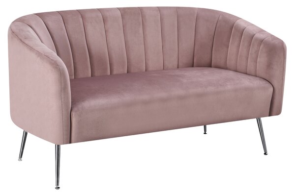 KONDELA Designový 2-sed, růžová Velvet látka/chrom-stříbrný, BAGY