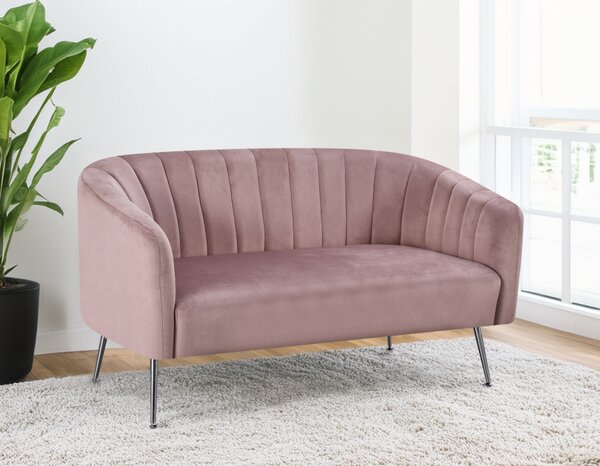 KONDELA Designový 2-sed, růžová Velvet látka/chrom-stříbrný, BAGY