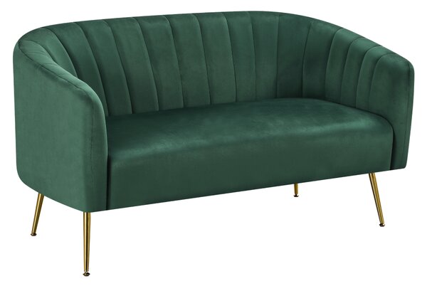 KONDELA Designový 2-sed, tmavě zelená Velvet látka/gold chrom-zlatý, BAGY