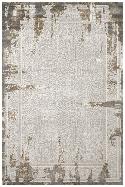 Koberec Adana J0028 ornament / rám, šedý / krémový