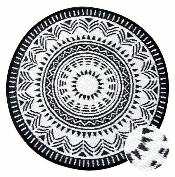 COLOUR CLASH Venkovní koberec slunce 118 cm - černá/bílá