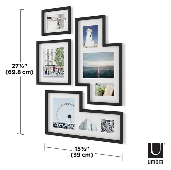 Černé plastové rámečky na zeď v sadě 4 ks 69x38 cm Mingle – Umbra