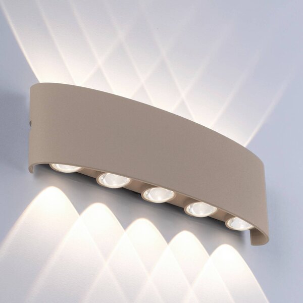 Paul Neuhaus LED venkovní nástěnné svítidlo Carlo, 27 cm, písková barva, Krémová / jantar, Hliník, Moderní