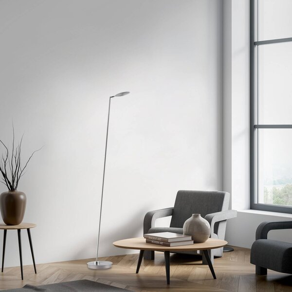 Paul Neuhaus LED stojací lampa Akku-Bente, šedá, USB-C, stmívatelný, Hliník / šedá / zinek, Pracovna / kancelář, kov, Moderní