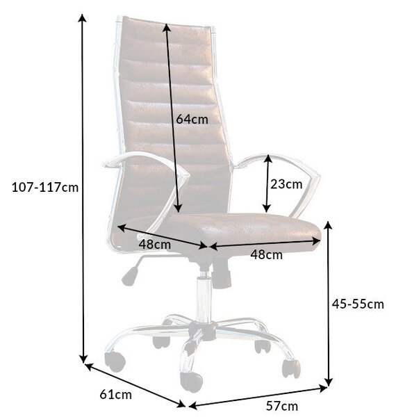 Kancelářské křeslo Big Deal 107-117cm káva Invicta Interior