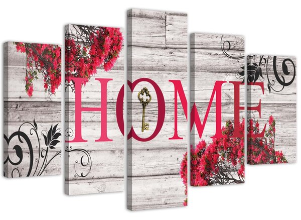 Obraz Nápis Red home - 5 dílný Velikost: 100 x 70 cm, Provedení: Obraz na plátně
