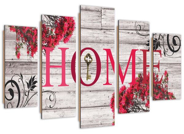 Obraz Nápis Red home - 5 dílný Velikost: 100 x 70 cm, Provedení: Panelový obraz
