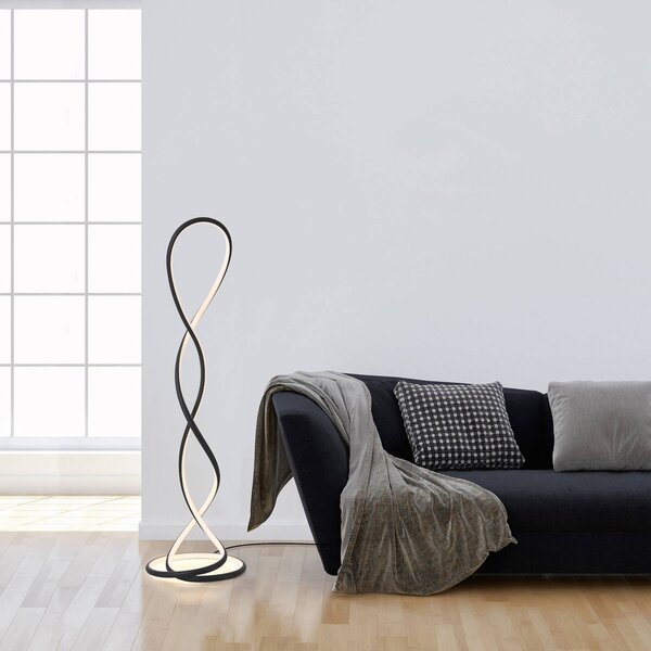 Paul Neuhaus LED stojací lampa Twist, černá, výška 143 cm, stmívatelný, Černá, Obývací pokoj / jídelna, Hliník, Moderní