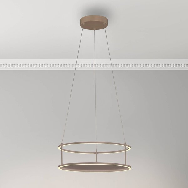 Paul Neuhaus Závěsné světlo Conni s LED osvětlením, písková barva, Ø 50 cm, stmívatelný, Krémová / jantar, Obývací pokoj / jídelna, kov, Moderní