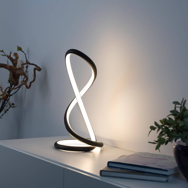 Paul Neuhaus LED stolní lampa Twist, černá, výška 42 cm, stmívatelný, Černá, Ložnice, Hliník, Moderní