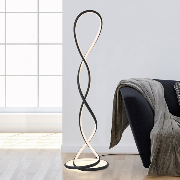 Paul Neuhaus LED stojací lampa Twist, černá, výška 143 cm, stmívatelný, Černá, Obývací pokoj / jídelna, Hliník, Moderní