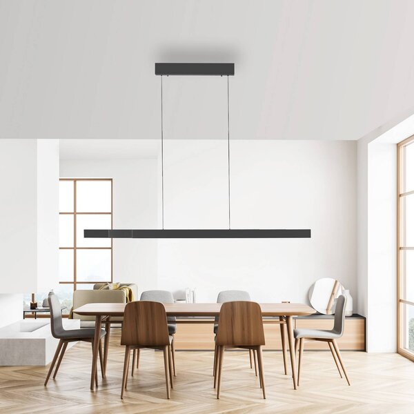 Paul Neuhaus LED závěsné světlo Adriana Square, šedá, nahoru/dolů, stmívatelný, Hliník / šedá / zinek, Obývací pokoj / jídelna, Hliník, Moderní