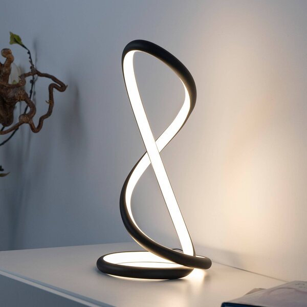 Paul Neuhaus LED stolní lampa Twist, černá, výška 42 cm, stmívatelný, Černá, Ložnice, Hliník, Moderní