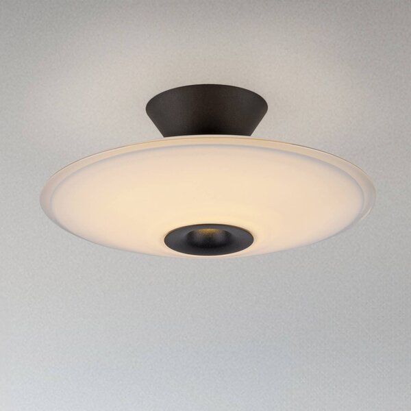 Paul Neuhaus LED stropní svítidlo Elipsa, bílé/černé, Ø 35 cm, stmívatelný, Bílá / opál, Obývací pokoj / jídelna, Sklo