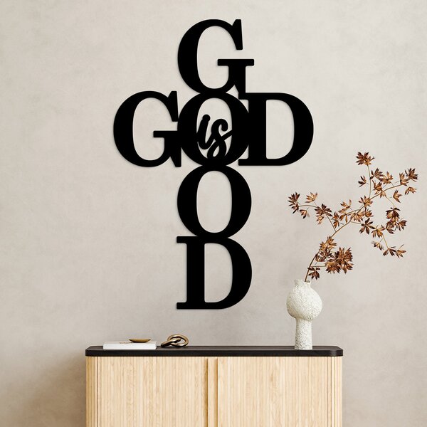DUBLEZ | Moderní dřevěný kříž na stěnu - God is good | Obraz