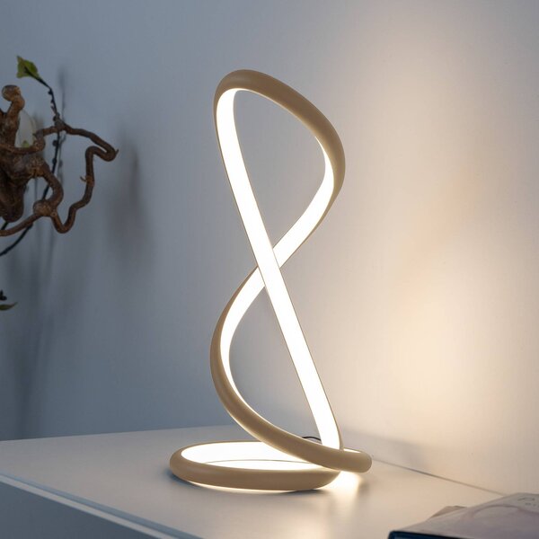 Paul Neuhaus LED stolní lampa Twist, písková barva, výška 42 cm, stmívatelný, Krémová / jantar, Ložnice, Hliník, Moderní