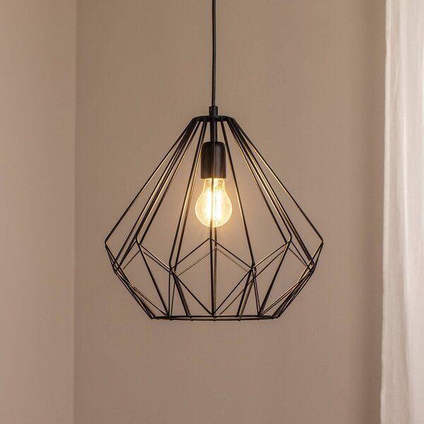 Opviq Závěsné světlo Diamond, černé, kov, Ø 37 cm, E27, stmívatelný, Černá, Obývací pokoj / jídelna, kov, Moderní