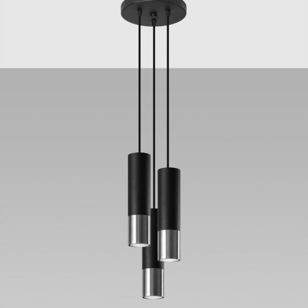Sollux SL.0943 - Lustr na lanku LOOPEZ 3xGU10/10W/230V kulatý černá/chrom