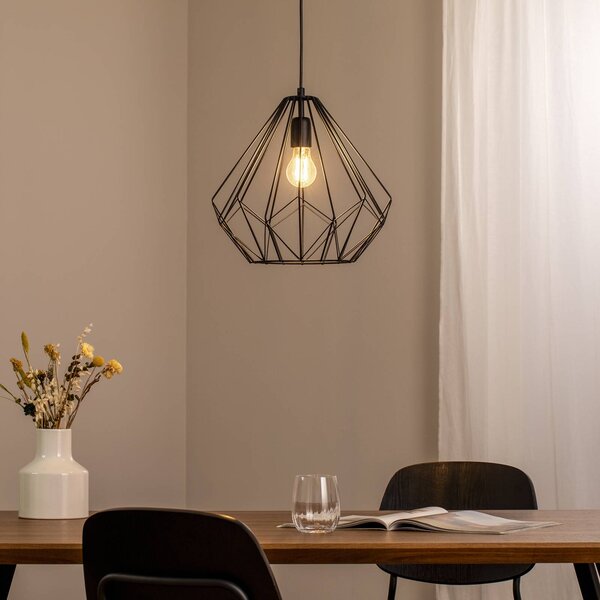 Opviq Závěsné světlo Diamond, černé, kov, Ø 37 cm, E27, stmívatelný, Černá, Obývací pokoj / jídelna, kov, Moderní