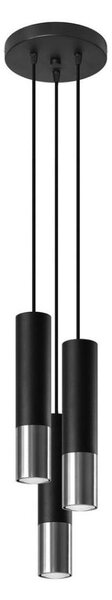Sollux SL.0943 - Lustr na lanku LOOPEZ 3xGU10/10W/230V kulatý černá/chrom