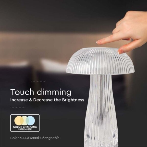 LED Stmívatelná dobíjecí stolní lampa LED/1W/5V 3000-6000K 1800 mAh čirá