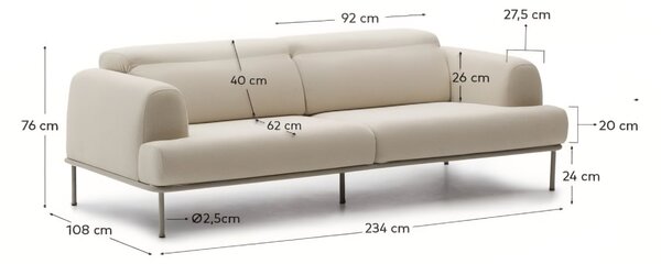Kave Home Béžová pohovka Aurum 234 cm