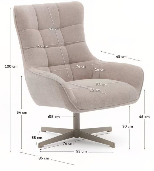 Béžové čalouněné otočné křeslo Kave Home Teryl