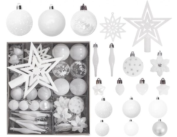 Tutumi - Sada vánočních ozdob - bílá/stříbrná - 36 ks