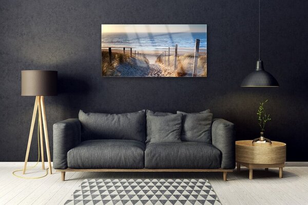Obraz na skle Pláž Stezka Krajina 100x50 cm 2 Přívěsky