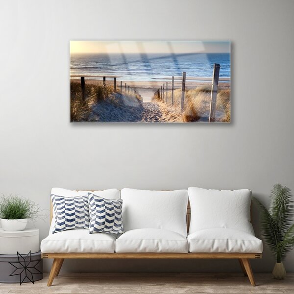 Obraz na skle Pláž Stezka Krajina 100x50 cm 2 Přívěsky