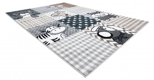 Makro Abra Dětský kusový koberec FUN Zvířátka šedý Rozměr: 80x150 cm