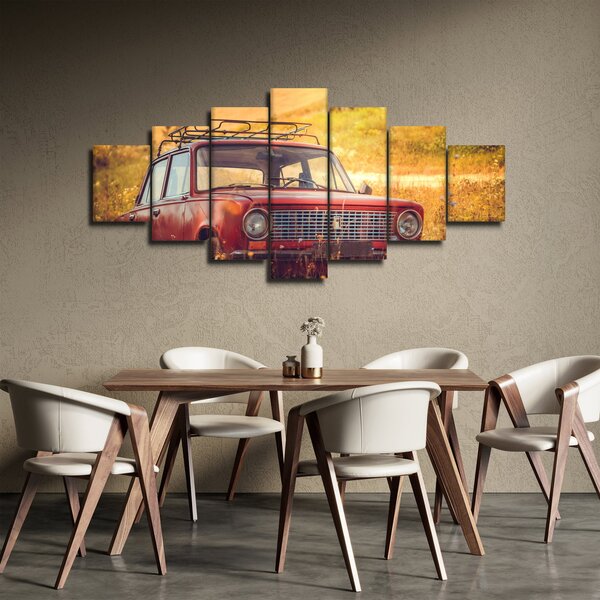 Obraz auta v poli (210x100 cm)