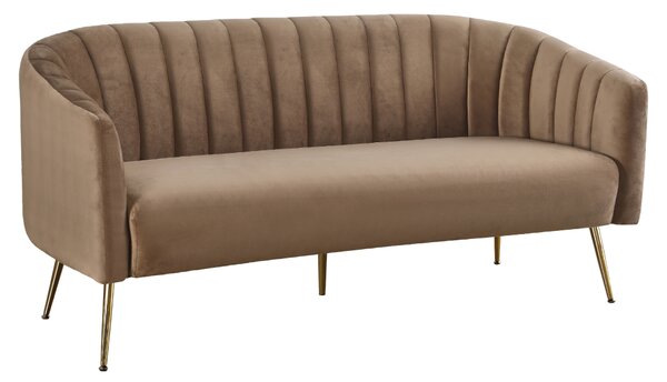 KONDELA Designový 3-sed, hnědá Velvet látka/gold chrom-zlatý, BAGY