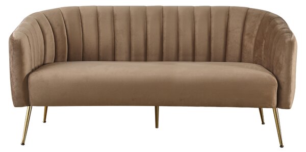 KONDELA Designový 3-sed, hnědá Velvet látka/gold chrom-zlatý, BAGY
