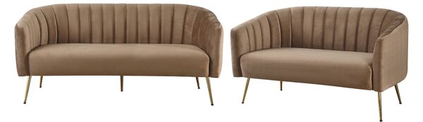 KONDELA Designový 3-sed, hnědá Velvet látka/gold chrom-zlatý, BAGY