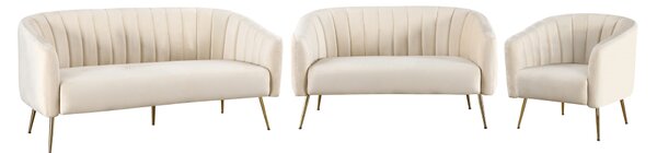 KONDELA Designový 3-sed, béžová Velvet látka/gold chrom-zlatý, BAGY