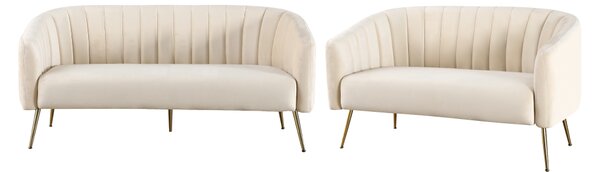 KONDELA Designový 3-sed, béžová Velvet látka/gold chrom-zlatý, BAGY