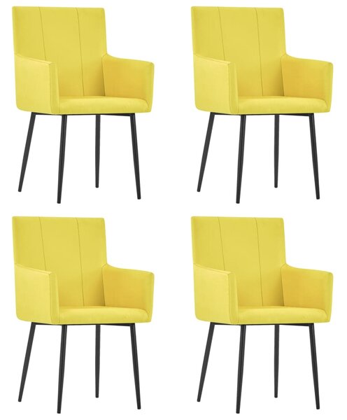Jídelní židle s područkami 4 ks žluté textil