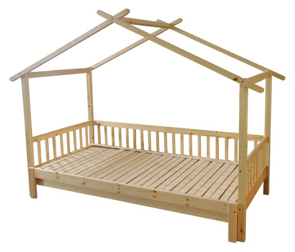 KONDELA Montessori postel s přistýlkou, přírodní, 90x200, KESIO