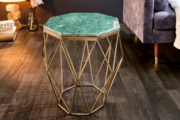 Konferenční stolek DIAMOND 50cm mramor zelená mosaz
