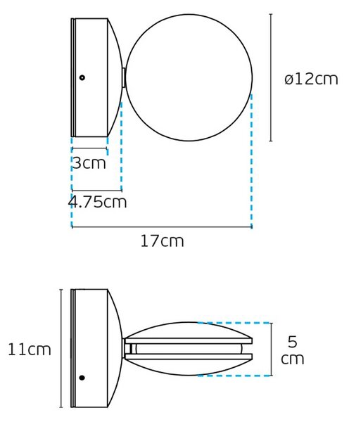 VK Light Pint LED nástěnné svítidlo IP54 Černá