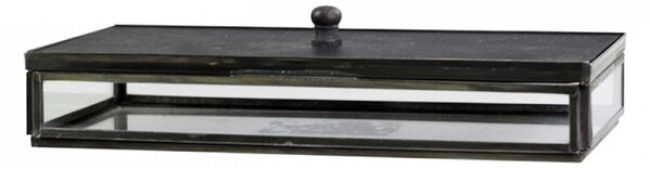 Kancelářský skleněný box s černým víkem Office - 20*10*5cm - Chic Antique