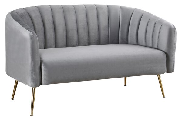 KONDELA Designový 2-sed, šedá Velvet látka/gold chrom-zlatý, BAGY