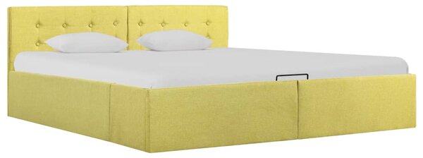 Rám postele úložný prostor limetkově žlutý textil 160 x 200 cm