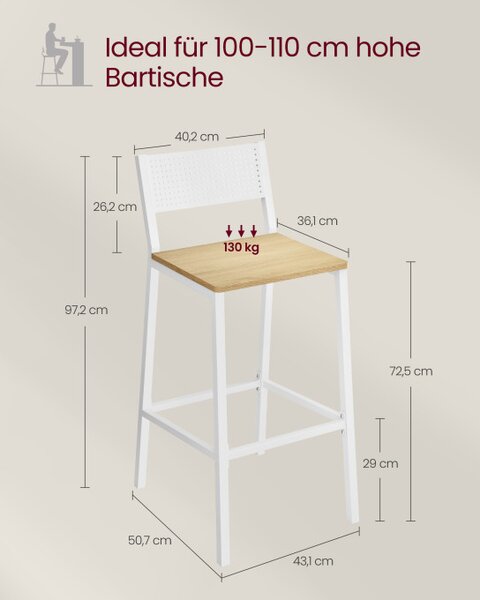 Set dvou barových židlí LBC070W09 (2 ks)
