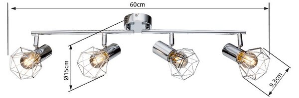 Globo 54802-4 přisazené nástěnné či stropní bodové svítidlo Xara I 4x40W | E14 - chrom